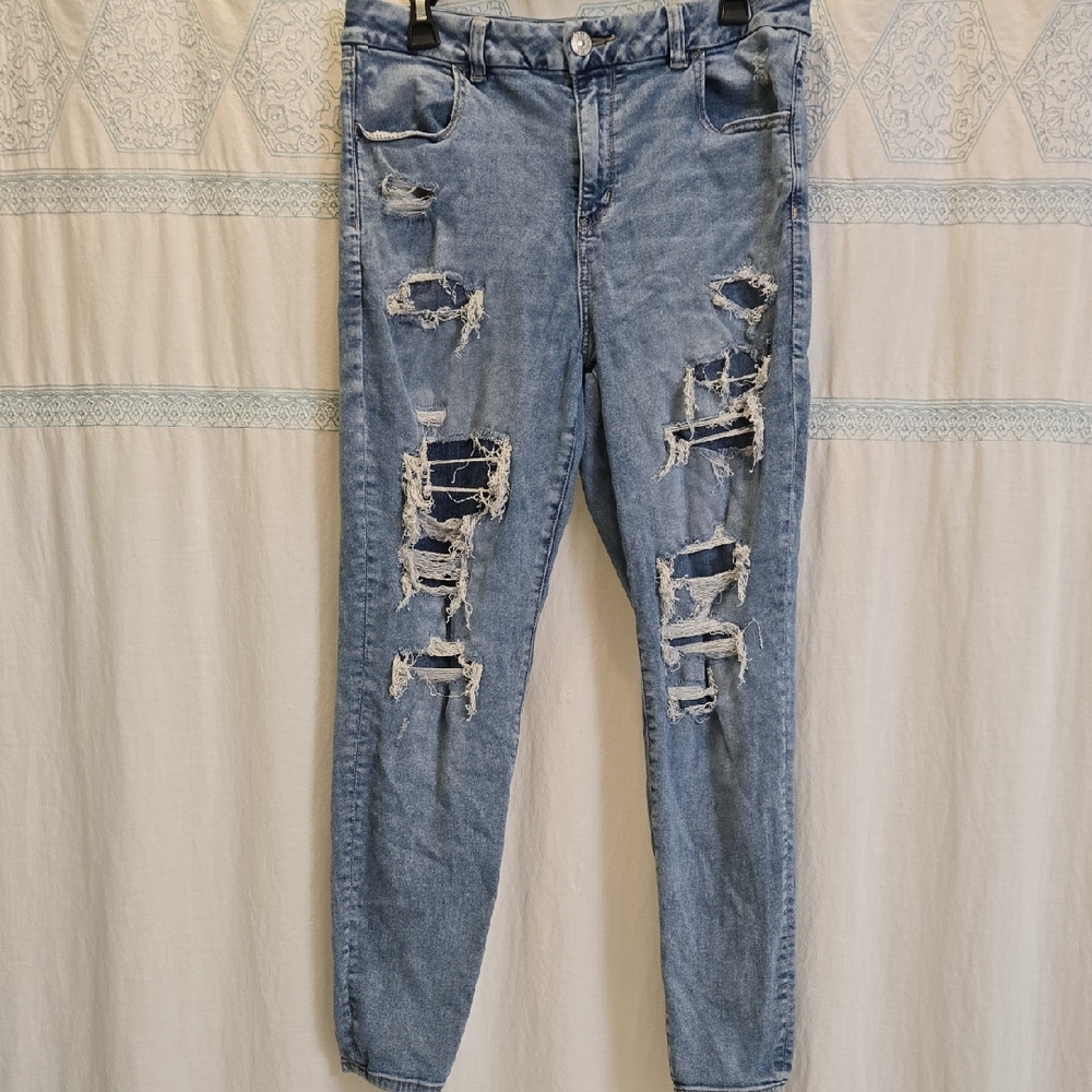 American Eagle Outfitters Ripped Light Blue Skinny Jeans